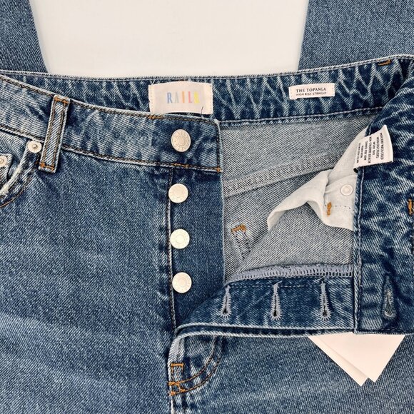 Rails Medium Blue Distressed Wide Leg Jeans Size 29 Raw Hem Cotton Denim - Picture 8 of 16